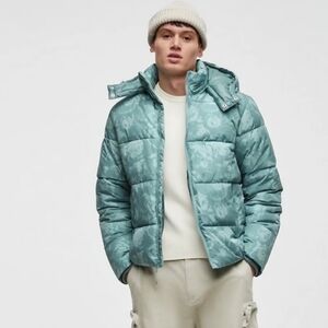 Mode Of One Men's Teal GREEN Hooded Puffer Jacket Size XL NWT